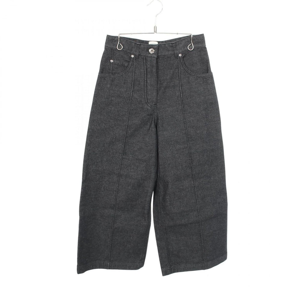 Hermes Denim Pants Clou de Selle Series Button Black Cotton