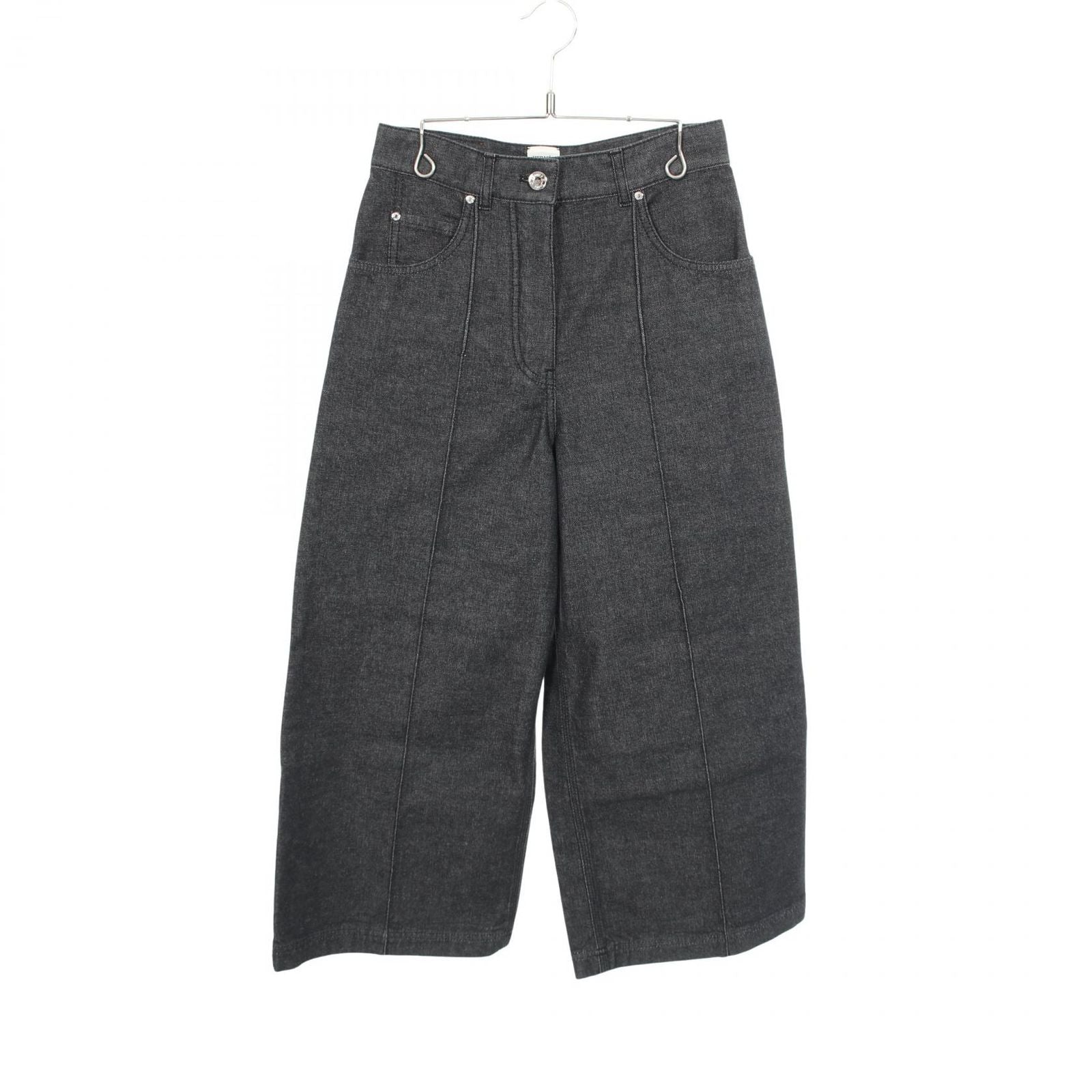 Hermes Denim Pants Clou de Selle Series Button Black Cotton
