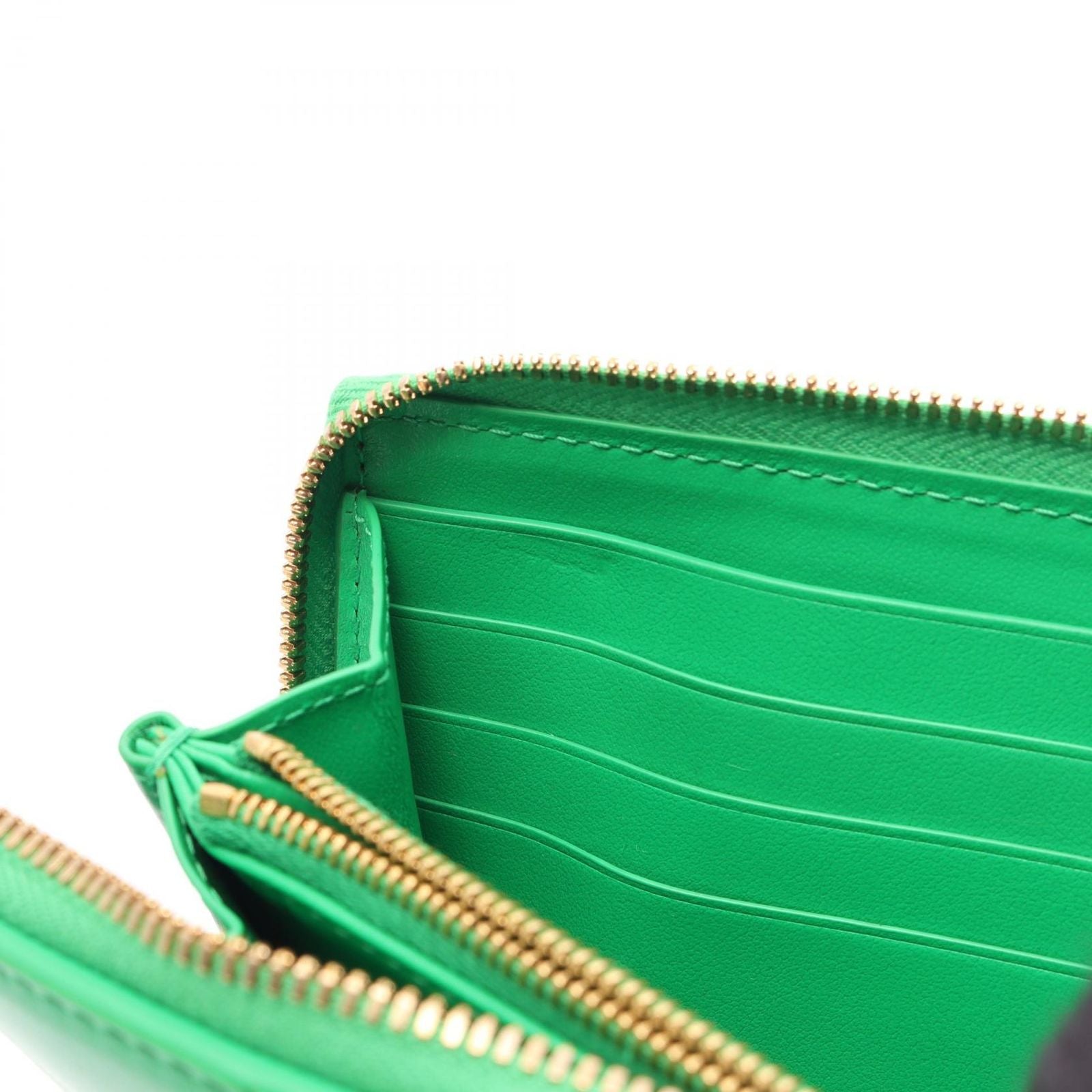 Bottega Veneta Round Wallet Zip Around Maxi Intrecciato Green Leather — view 5