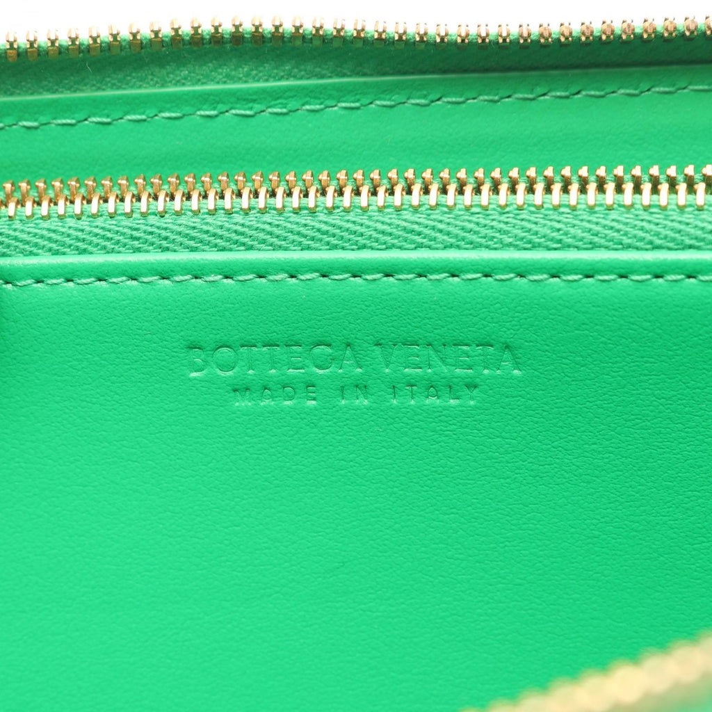Bottega Veneta Round Wallet Zip Around Maxi Intrecciato Green Leather — view 4