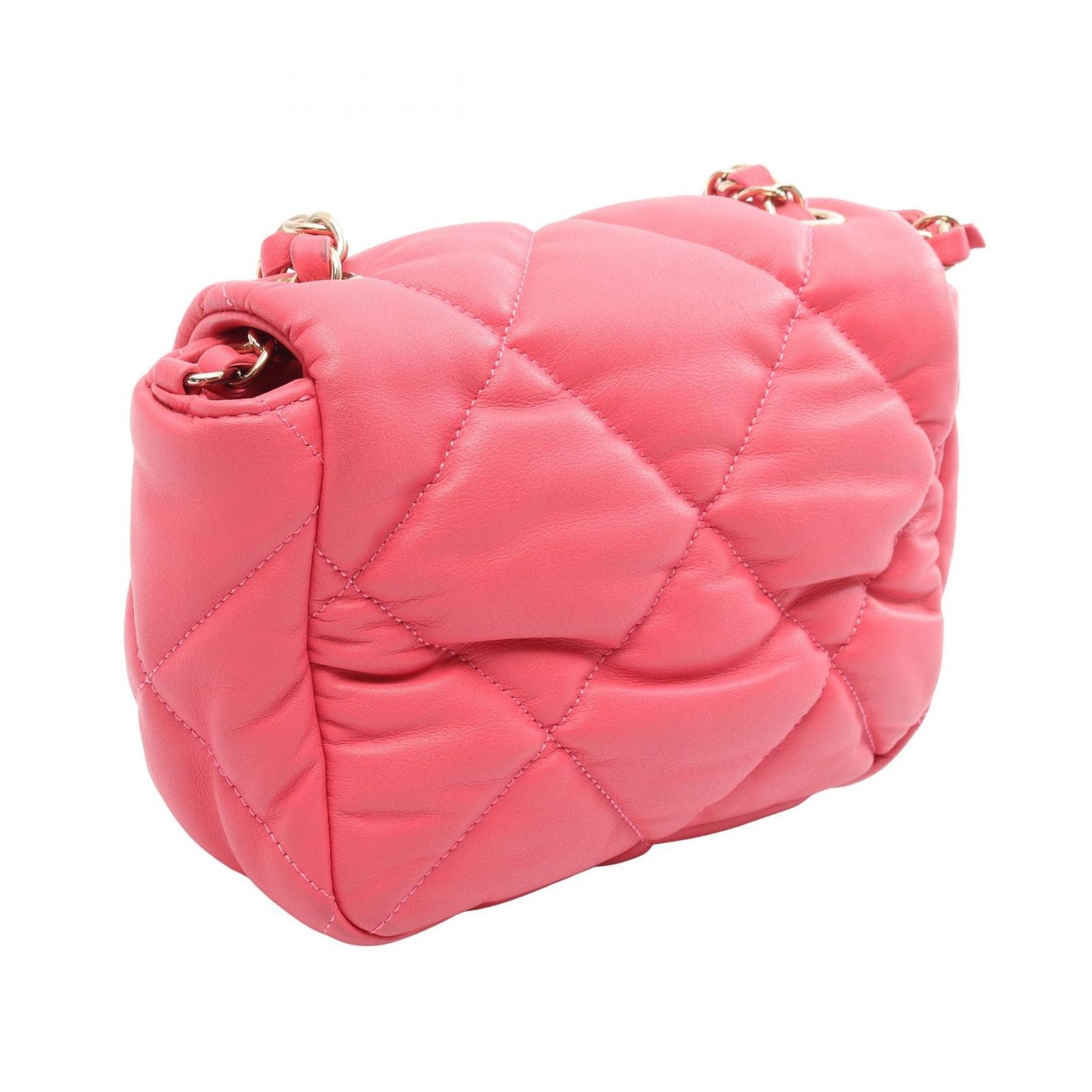 Chanel Shoulder Bag Quilted Pink Lambskin Bubble Quilt Small Flap — view 2