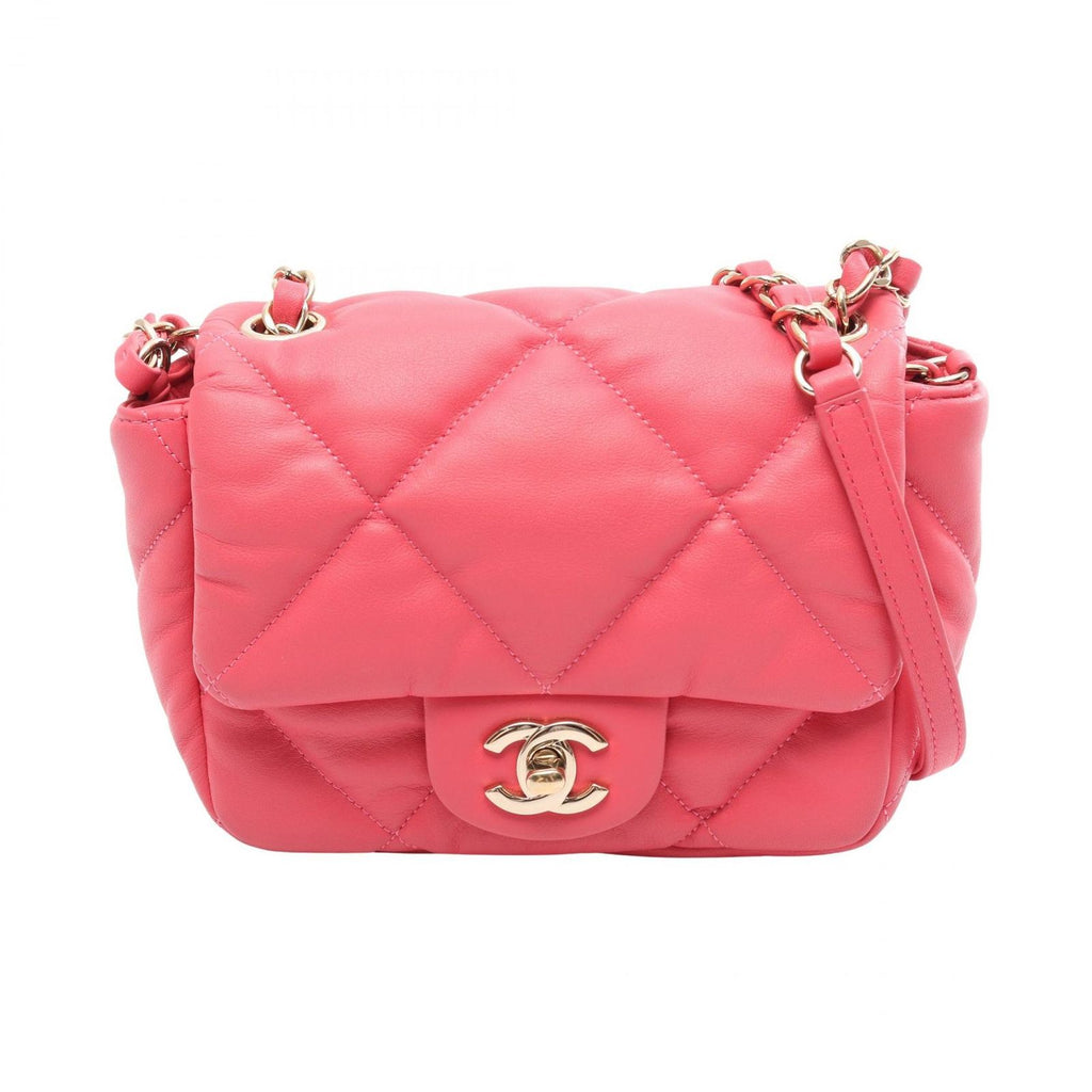 Chanel Shoulder Bag Quilted Pink Lambskin Bubble Quilt Small Flap