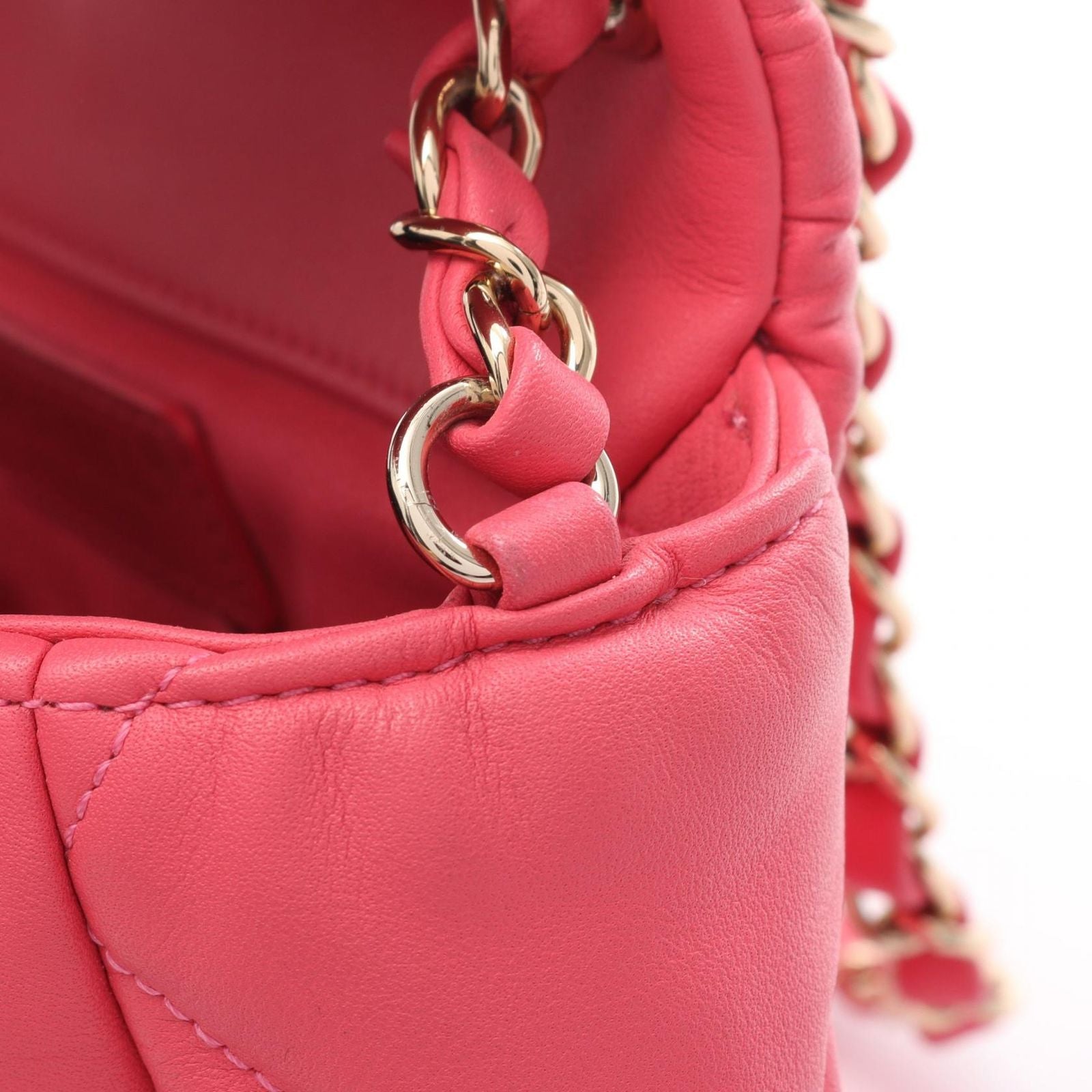 Chanel Shoulder Bag Quilted Pink Lambskin Bubble Quilt Small Flap — view 6