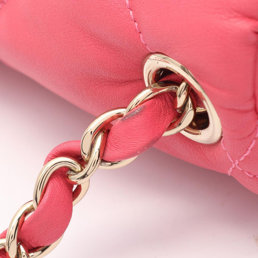 Chanel Shoulder Bag Quilted Pink Lambskin Bubble Quilt Small Flap — view 7