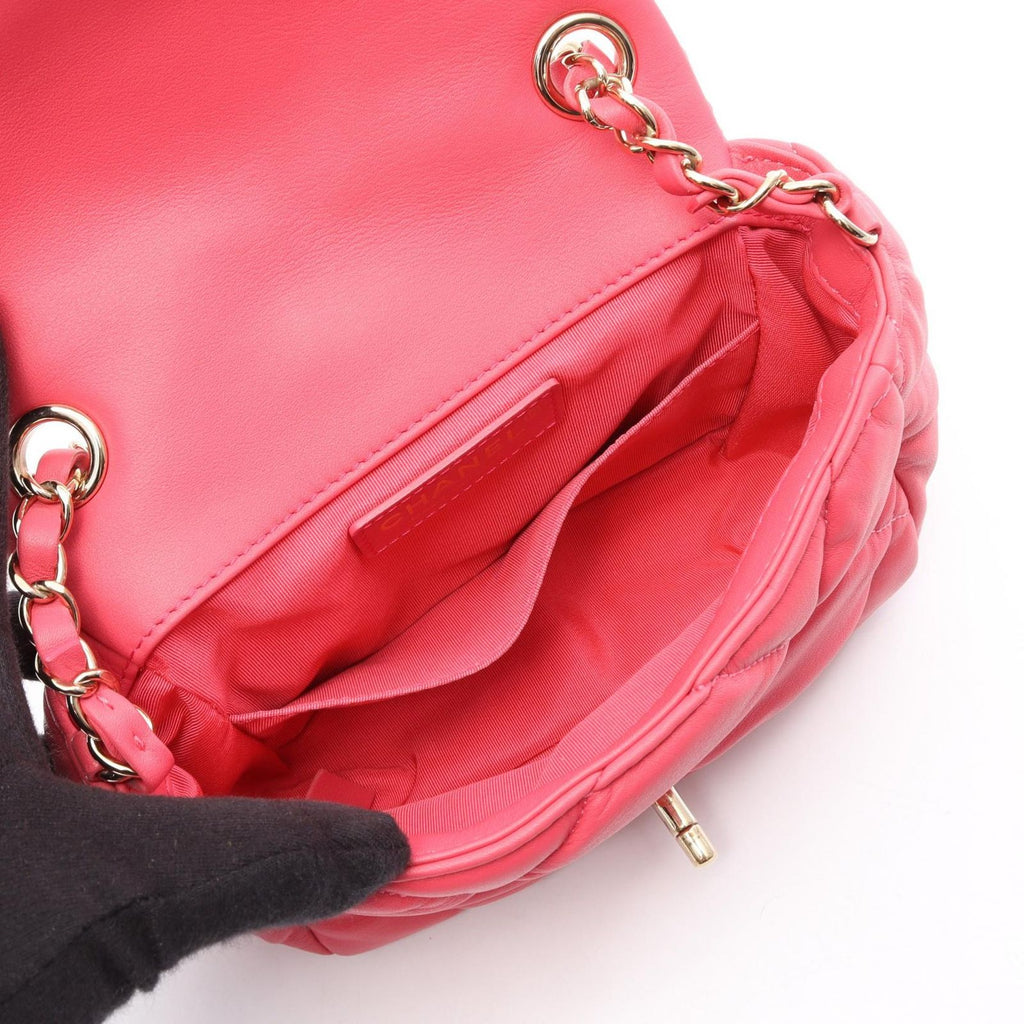 Chanel Shoulder Bag Quilted Pink Lambskin Bubble Quilt Small Flap — view 3