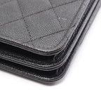 Chanel Shoulder Bag Quilted Black Caviar Leather Chain Wallet
