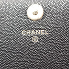 Chanel Shoulder Bag Quilted Black Caviar Leather Chain Wallet