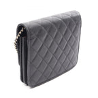 Chanel Shoulder Bag Quilted Black Caviar Leather Chain Wallet
