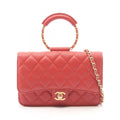 Chanel Shoulder Bag Quilted Loop Handle 2-Way Red Caviar Leather Chain Wallet