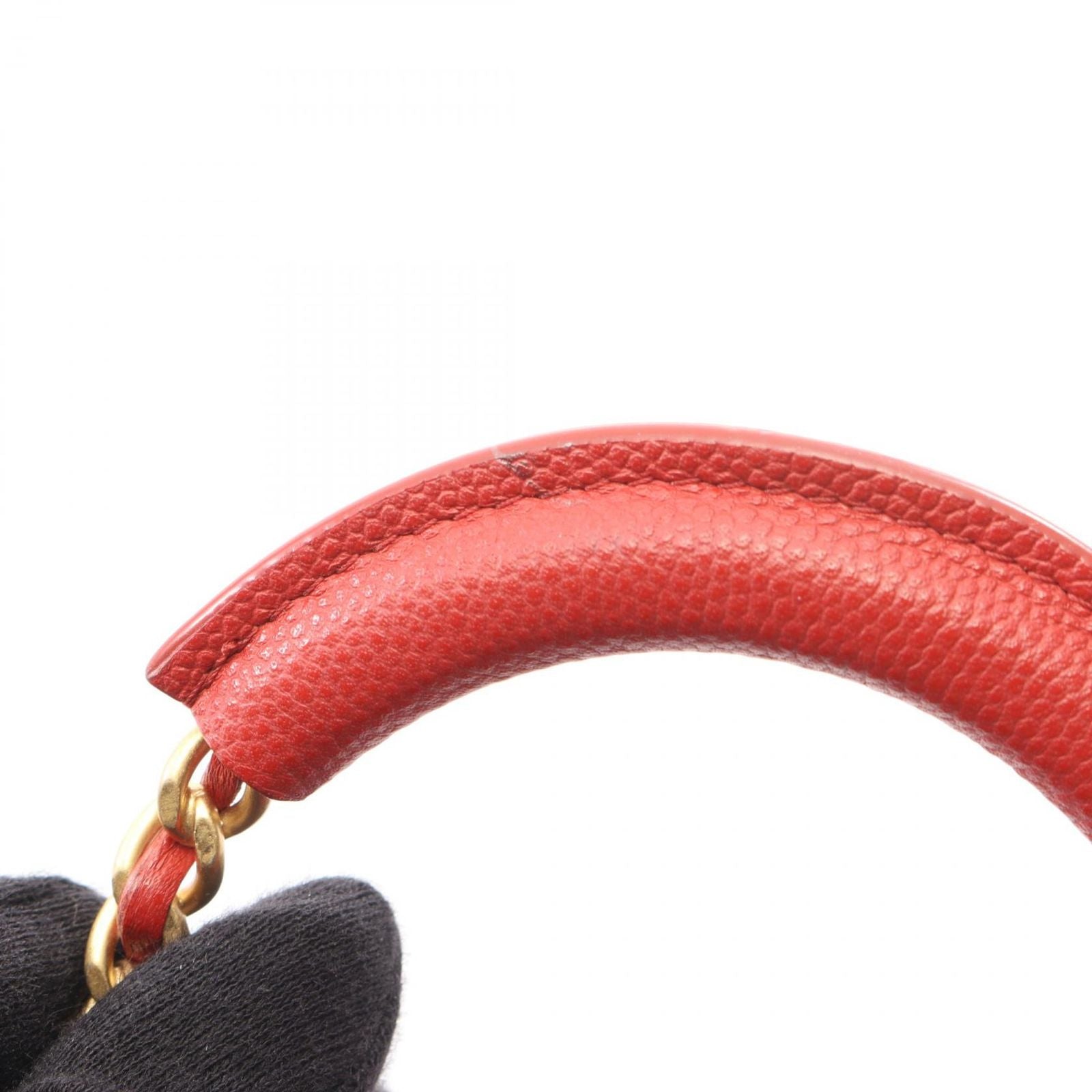 Chanel Shoulder Bag Quilted Loop Handle 2-Way Red Caviar Leather Chain Wallet — view 7
