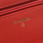 Chanel Shoulder Bag Quilted Loop Handle 2-Way Red Caviar Leather Chain Wallet — view 4