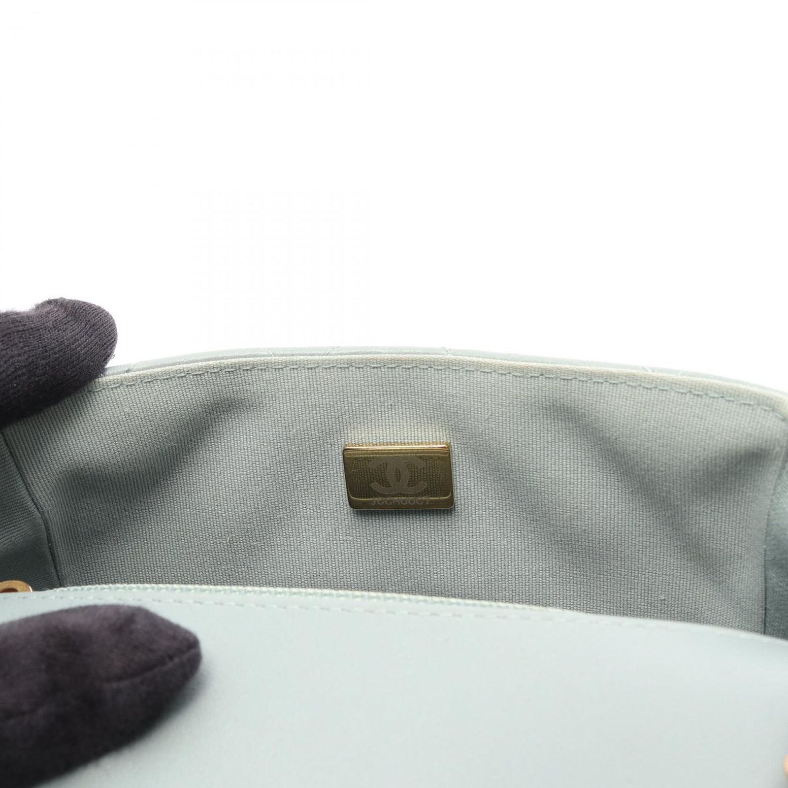 Chanel Shoulder Bag Mini Quilted Blue Gray Lambskin Chain — view 6