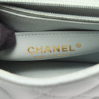 Chanel Shoulder Bag Mini Quilted Blue Gray Lambskin Chain — view 4