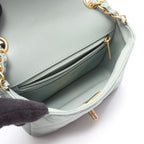 Chanel Shoulder Bag Mini Quilted Blue Gray Lambskin Chain — view 3