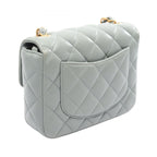 Chanel Shoulder Bag Mini Quilted Blue Gray Lambskin Chain — view 2