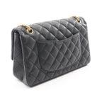 Chanel Shoulder Bag 2.55 Quilted Stitch Double Flap Black Caviar Leather Chain — view 2