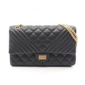 Chanel Shoulder Bag 2.55 Quilted Stitch Double Flap Black Caviar Leather Chain