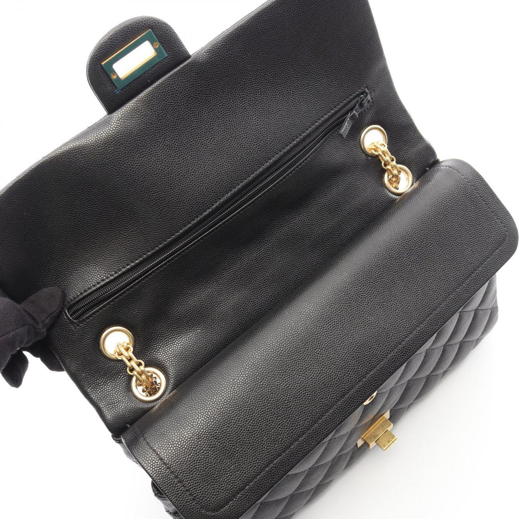 Chanel Shoulder Bag 2.55 Quilted Stitch Double Flap Black Caviar Leather Chain — view 6