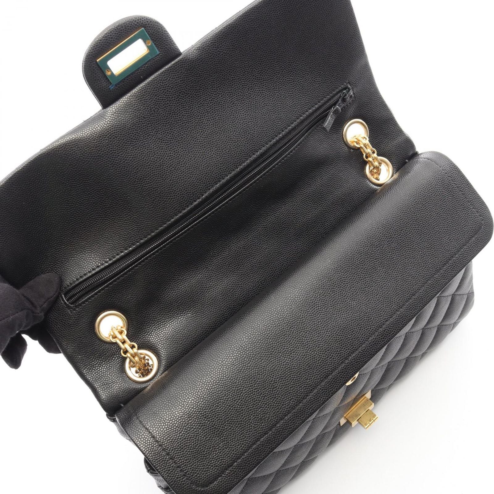 Chanel Shoulder Bag 2.55 Quilted Stitch Double Flap Black Caviar Leather Chain — view 6