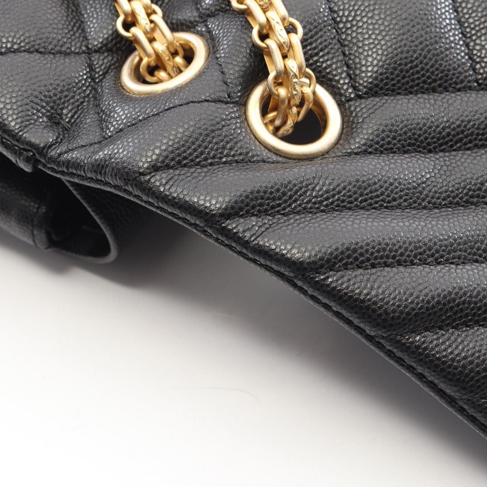 Chanel Shoulder Bag 2.55 Quilted Stitch Double Flap Black Caviar Leather Chain — view 8