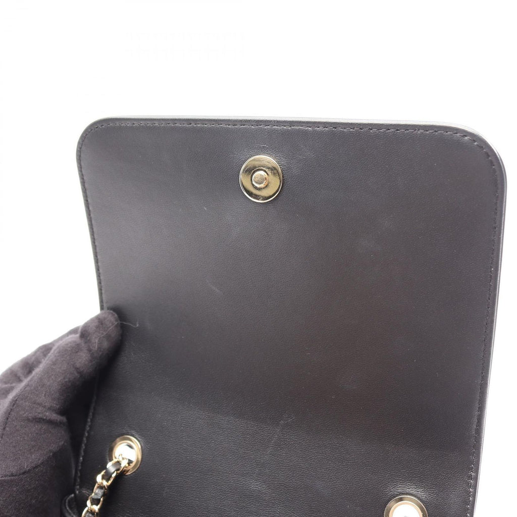 Chanel Shoulder Bag CC Logo Black Lambskin CC Small Flap Chain — view 6