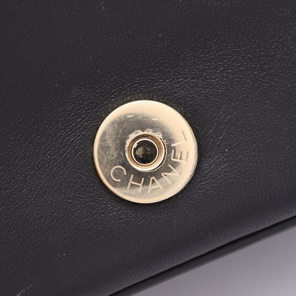 Chanel Shoulder Bag CC Logo Black Lambskin CC Small Flap Chain — view 9