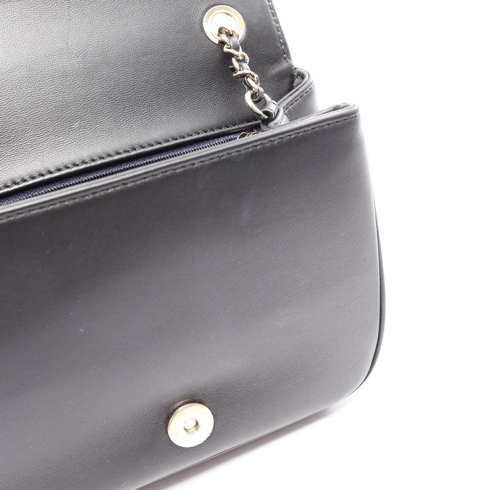 Chanel Shoulder Bag CC Logo Black Lambskin CC Small Flap Chain — view 8
