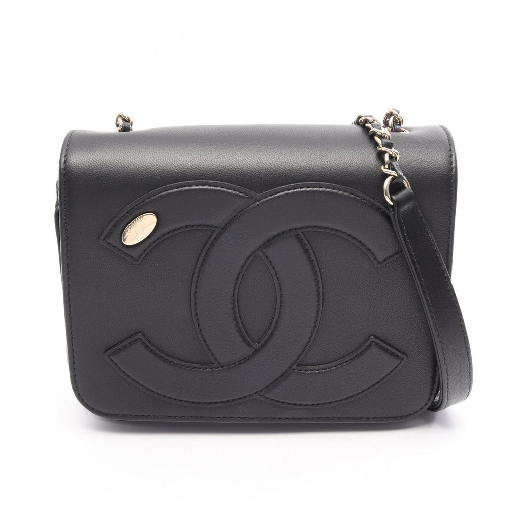 Chanel Shoulder Bag CC Logo Black Lambskin CC Small Flap Chain