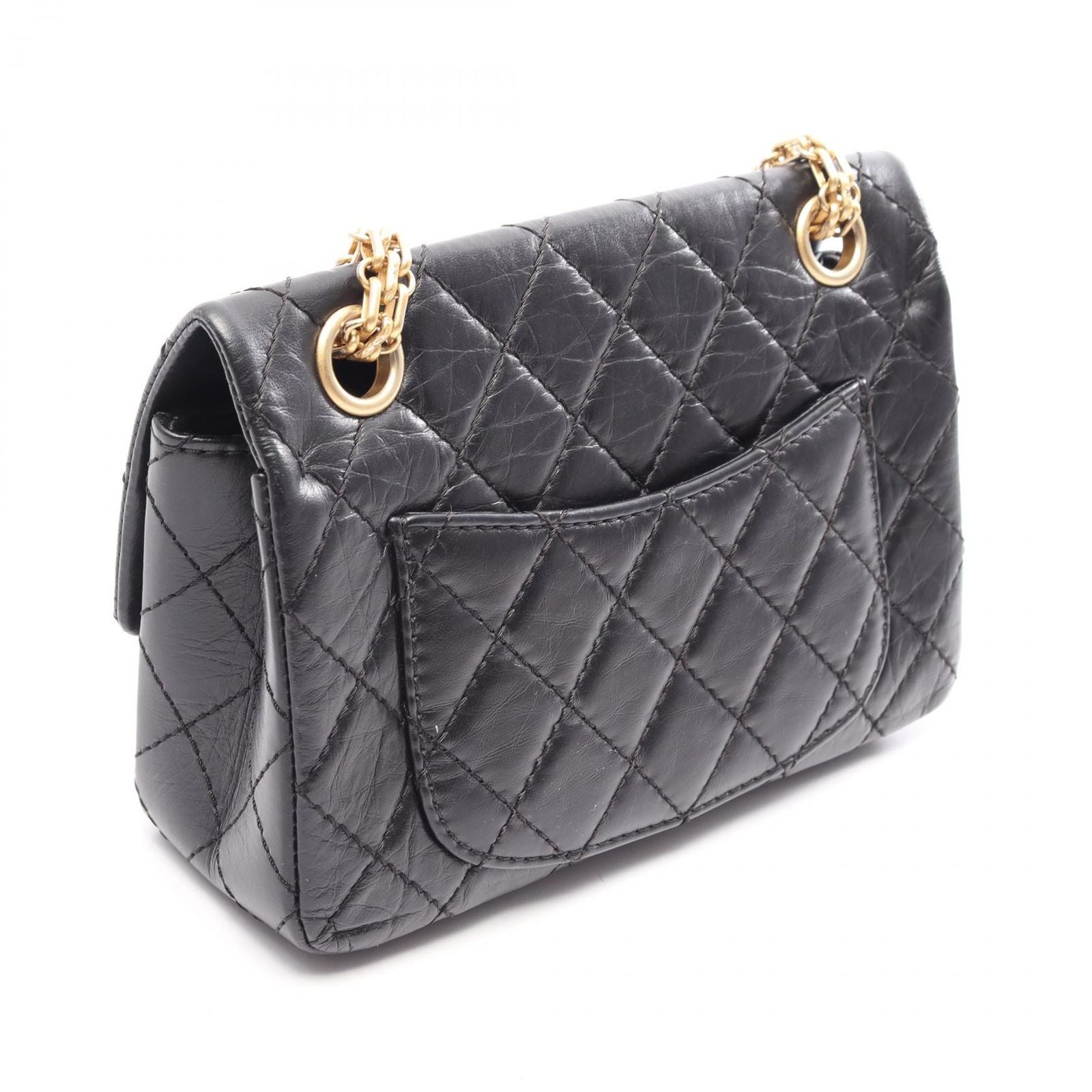 Chanel Shoulder Bag 2.55 Mini Quilted Black Calf Chain — view 2