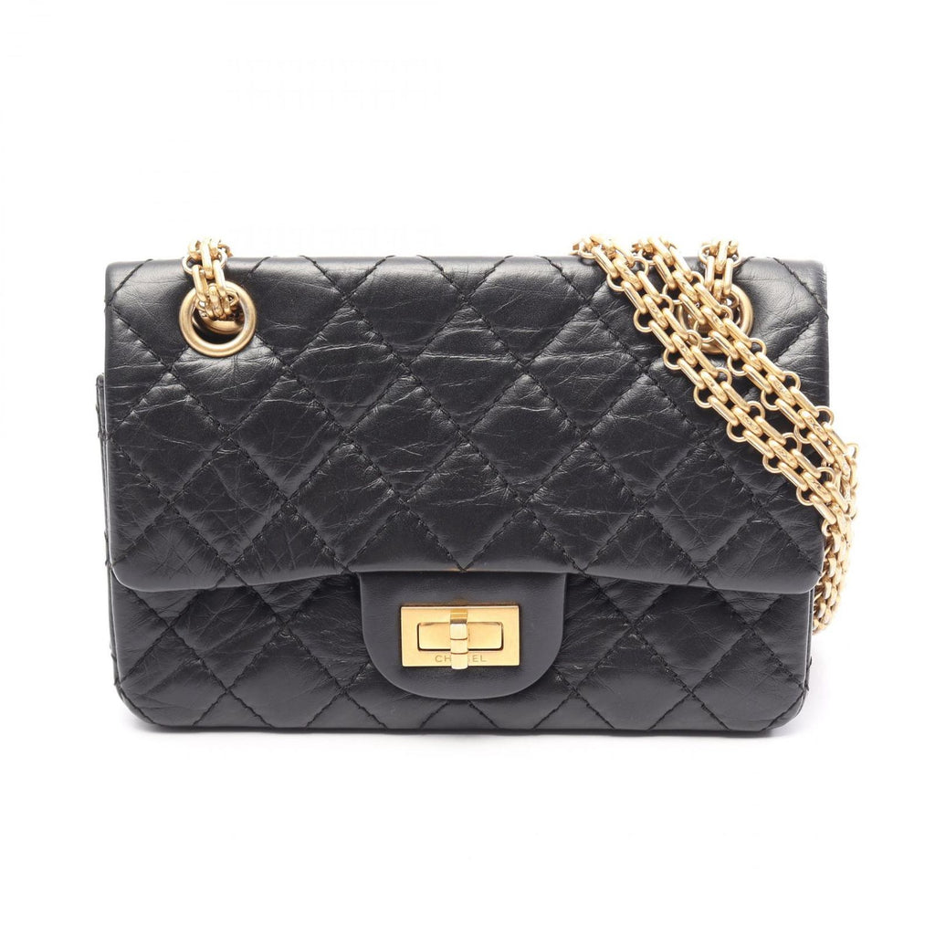 Chanel Shoulder Bag 2.55 Mini Quilted Black Calf Chain