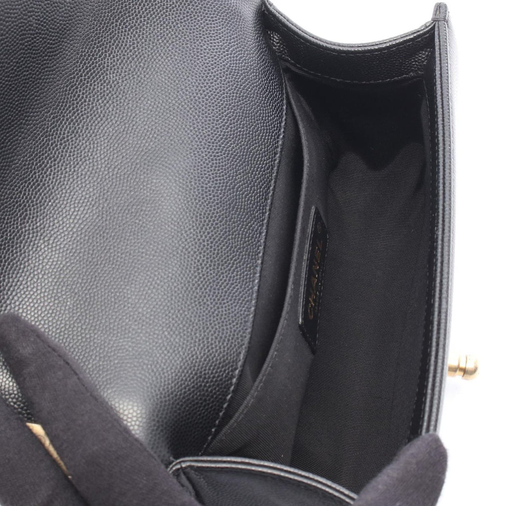 Chanel Shoulder Bag Boy Small Black Caviar Leather Chain — view 3