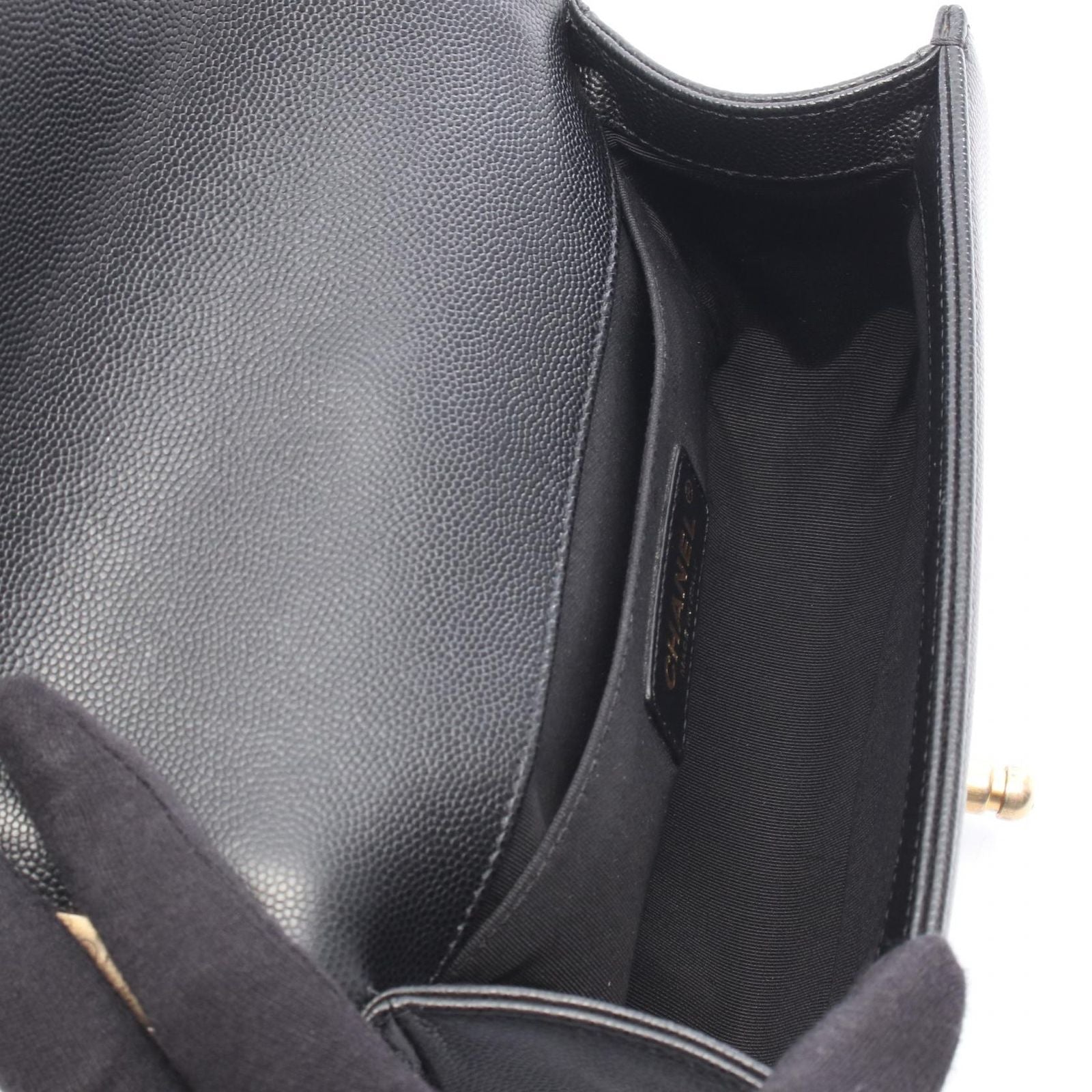 Chanel Shoulder Bag Boy Small Black Caviar Leather Chain — view 3
