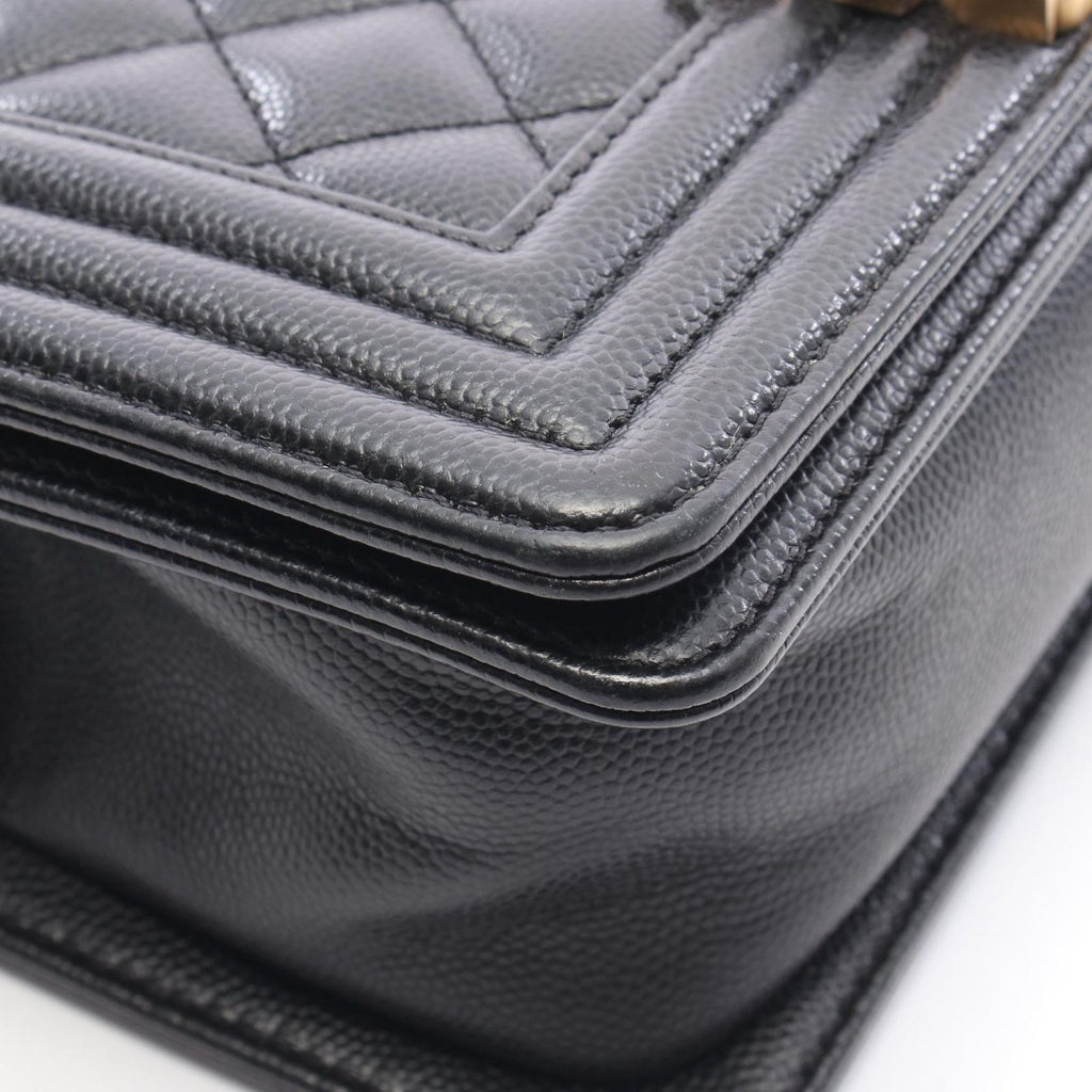 Chanel Shoulder Bag Boy Small Black Caviar Leather Chain — view 7