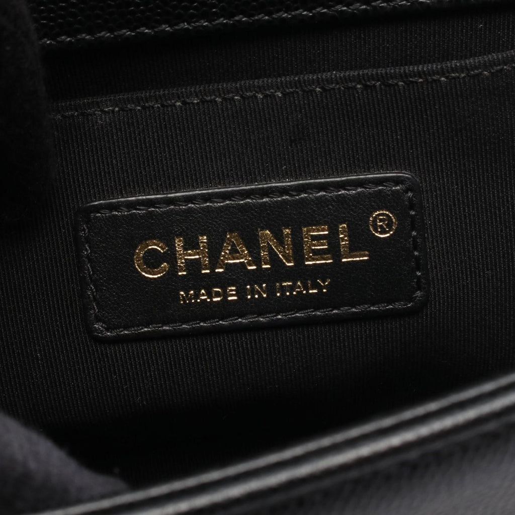 Chanel Shoulder Bag Boy Small Black Caviar Leather Chain — view 4