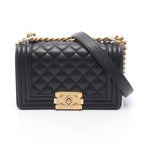 Chanel Shoulder Bag Boy Small Black Caviar Leather Chain
