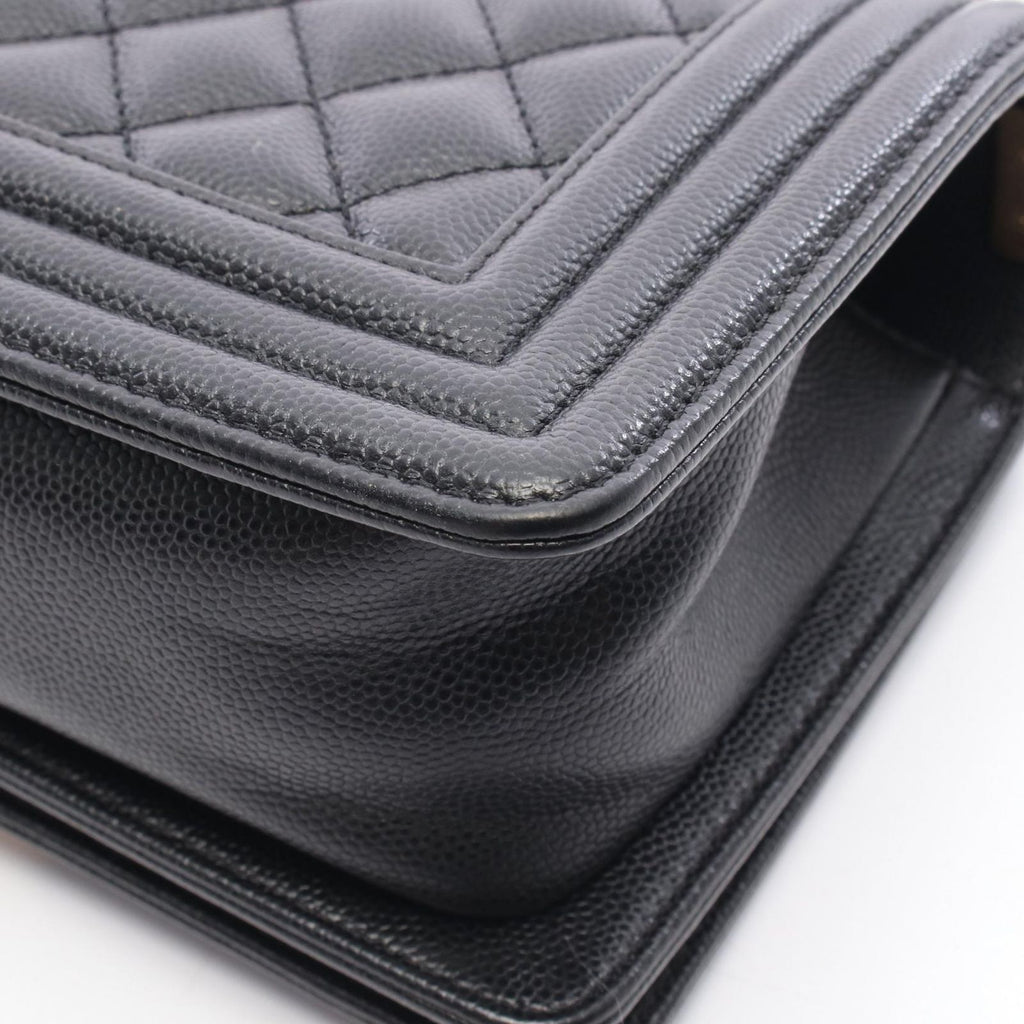 Chanel Shoulder Bag Boy Small Black Caviar Leather Chain — view 6