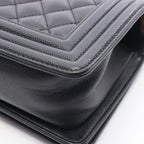 Chanel Shoulder Bag Boy Small Black Caviar Leather Chain — view 6