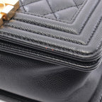 Chanel Shoulder Bag Boy Small Black Caviar Leather Chain — view 8