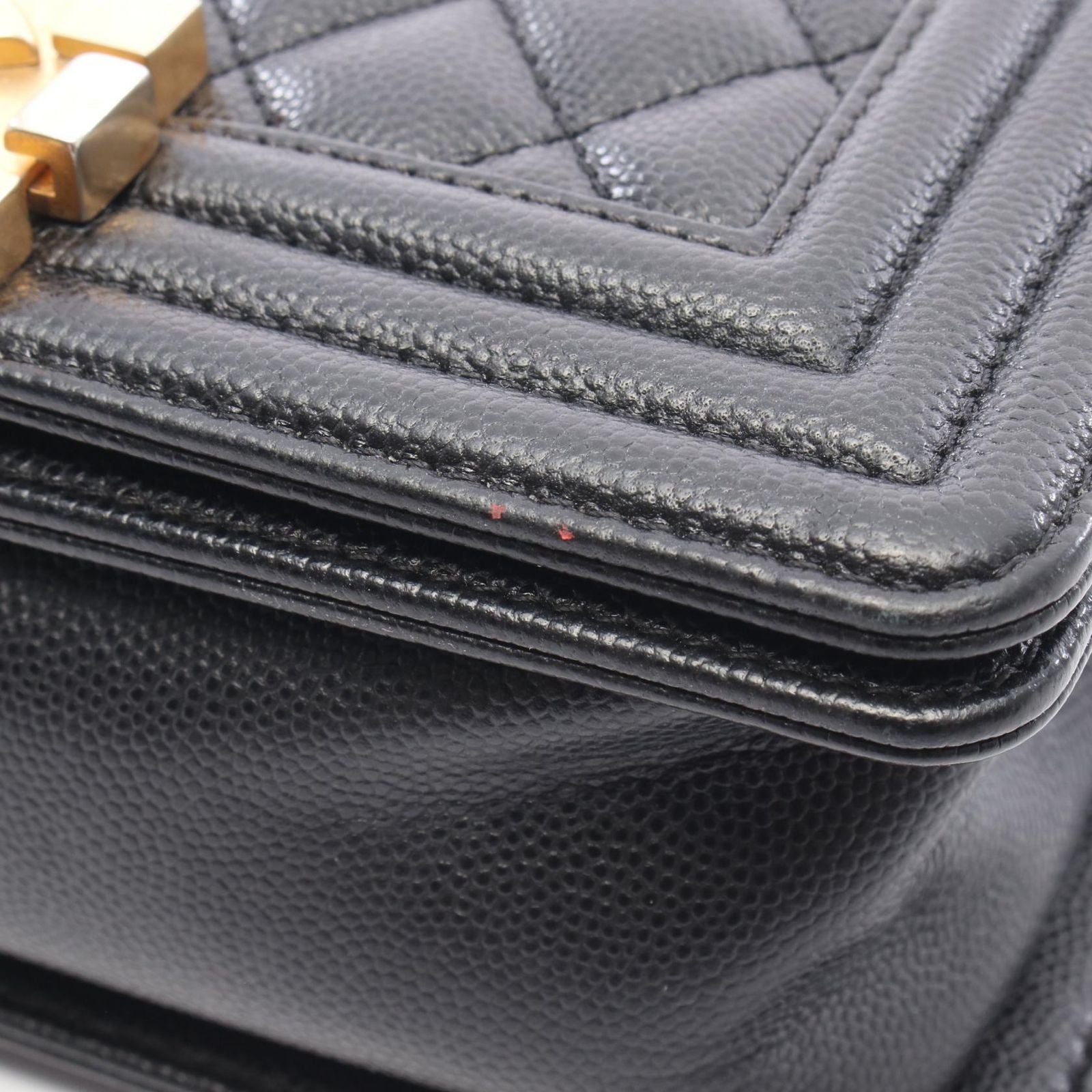 Chanel Shoulder Bag Boy Small Black Caviar Leather Chain — view 8