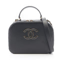 Chanel Shoulder Bag Quilted Vanity 2-Way Black Leather CC Logo Chain