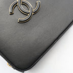 Chanel Shoulder Bag Quilted Vanity 2-Way Black Leather CC Logo Chain — view 6