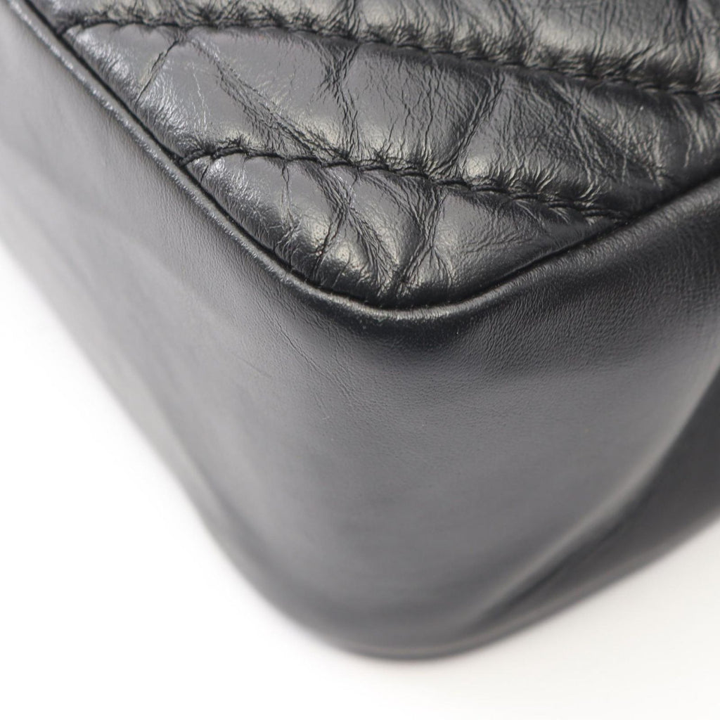Chanel Shoulder Bag Mademoiselle Stitch Top Handle 2-Way Black Leather Chain — view 6