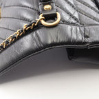 Chanel Shoulder Bag Mademoiselle Stitch Top Handle 2-Way Black Leather Chain — view 8