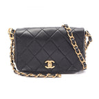 Chanel Shoulder Bag Quilted Black Leather Chain