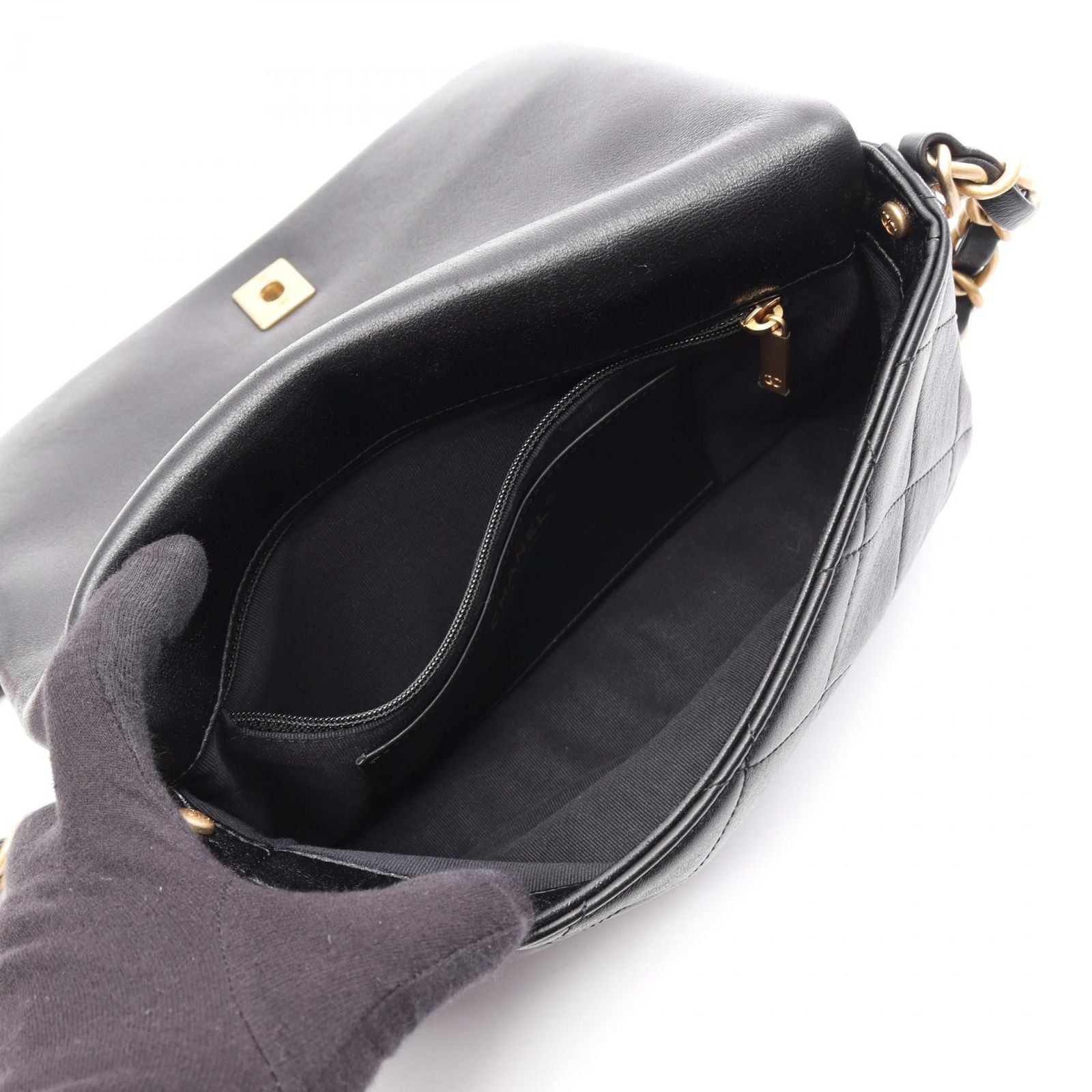 Chanel Shoulder Bag Quilted Black Leather Chain — view 3