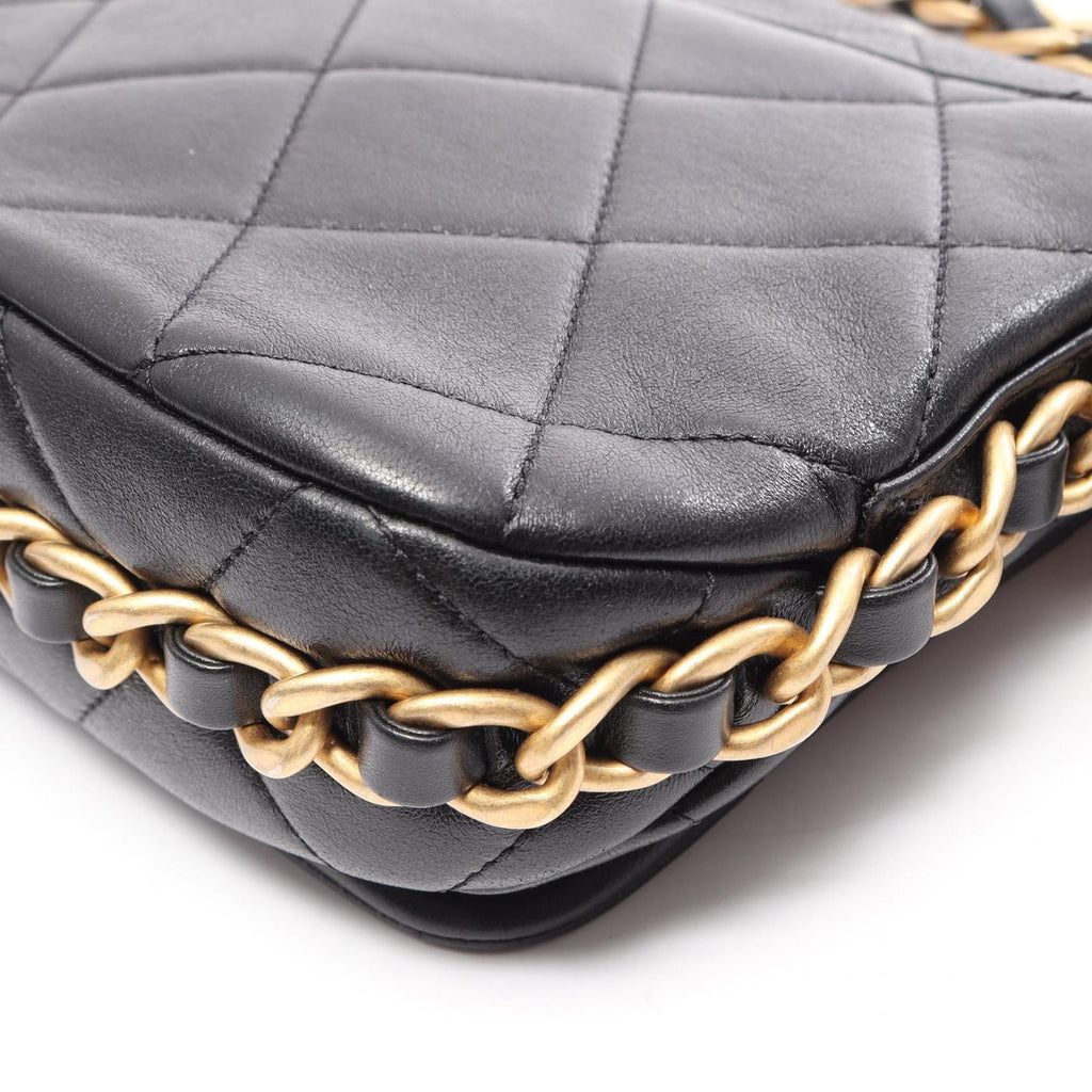 Chanel Shoulder Bag Quilted Black Leather Chain — view 7