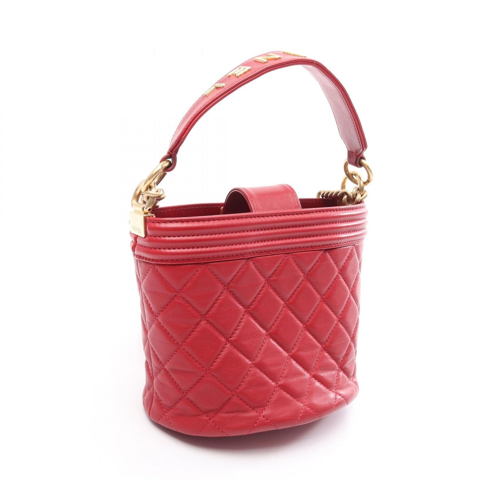 Chanel Shoulder Bag Boy 2-Way Red Lambskin Boy Small — view 2
