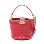 Chanel Shoulder Bag Boy 2-Way Red Lambskin Boy Small