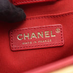 Chanel Shoulder Bag Boy 2-Way Red Lambskin Boy Small — view 4
