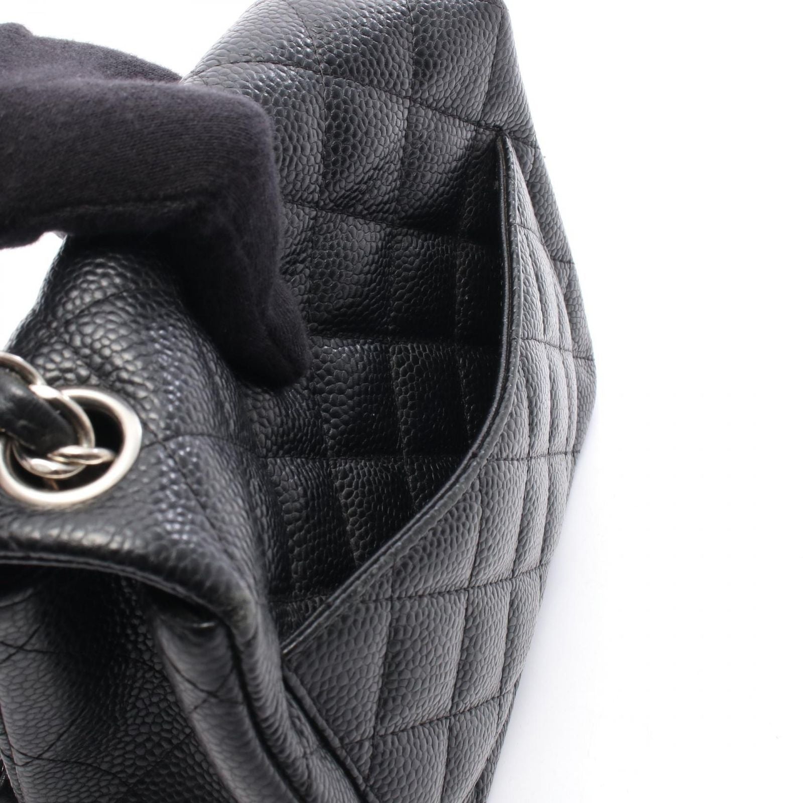 Chanel Shoulder Bag Mini Quilted Black Caviar Leather Chain — view 8
